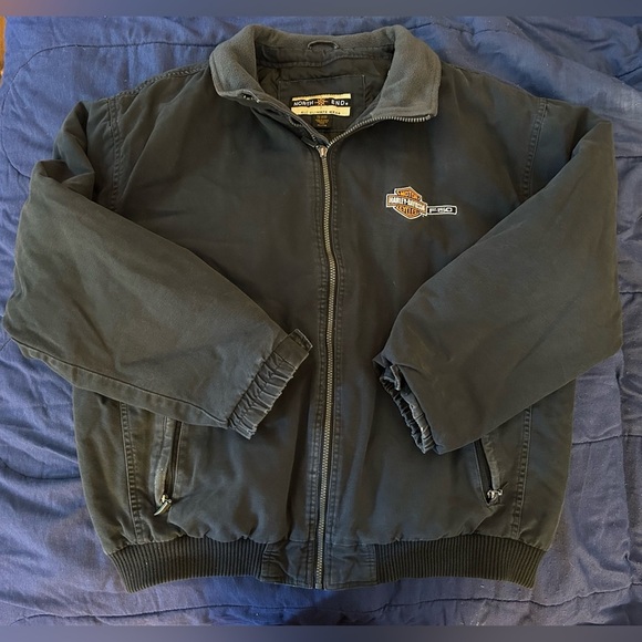 Vintage Harley-Davidson Ford F150 Black Bomber Jacket with Ribbed Collar - Picture 6 of 6